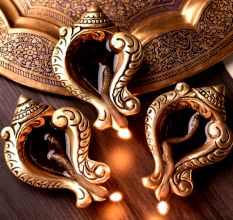 Decorative Conch Single Wick Oil Lamp Diwali Diya Pack of 3